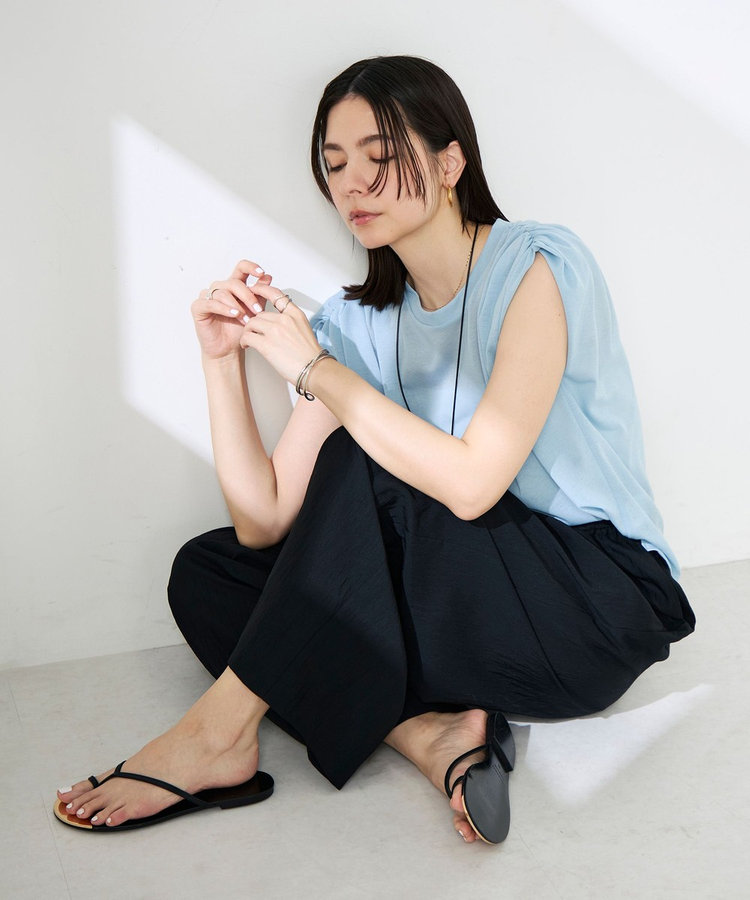 【WEB＆一部店舗限定サイズ】ウォッシャブルソフトタイプライタータックギャザーワイドパンツ