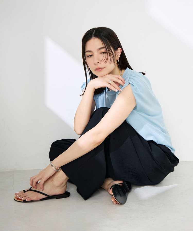【WEB＆一部店舗限定サイズ】ウォッシャブルソフトタイプライタータックギャザーワイドパンツ