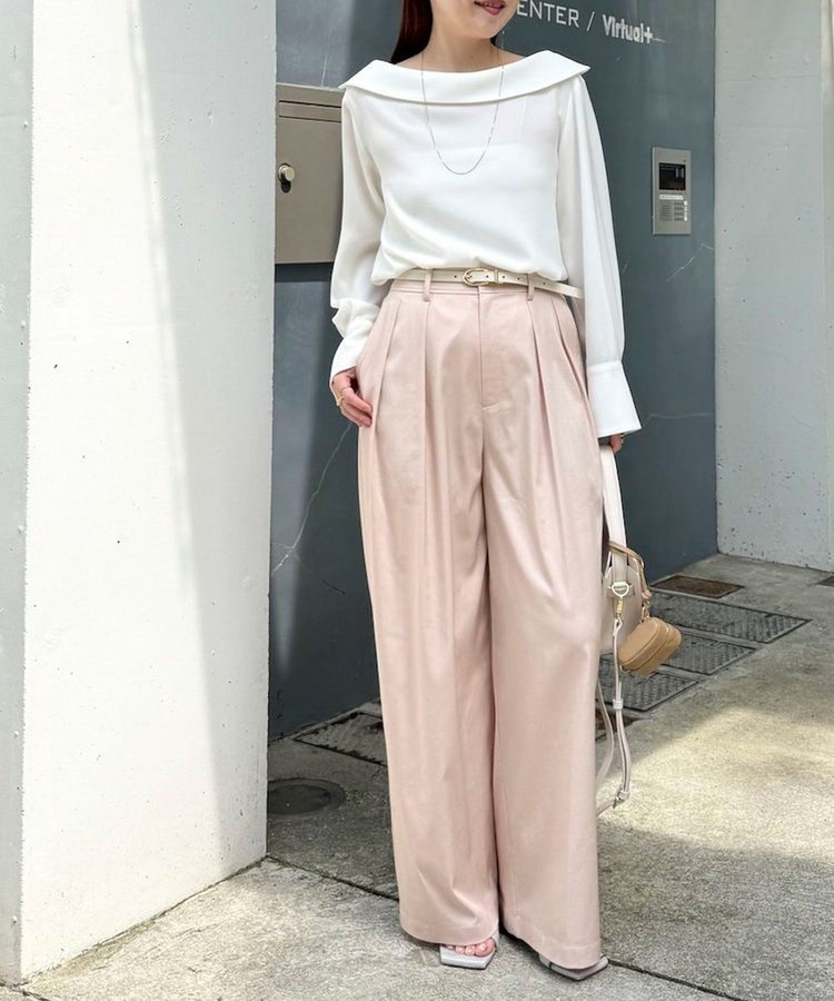 《セットアップ対応》ウォッシャブルバイオツイルタックワイドパンツ