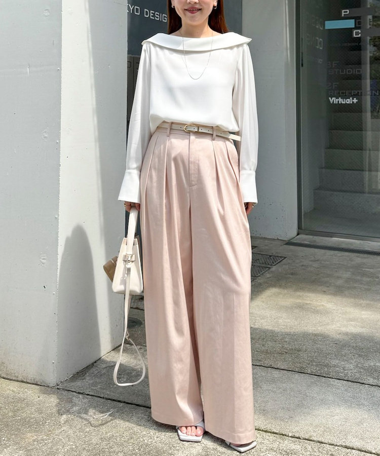 《セットアップ対応》ウォッシャブルバイオツイルタックワイドパンツ