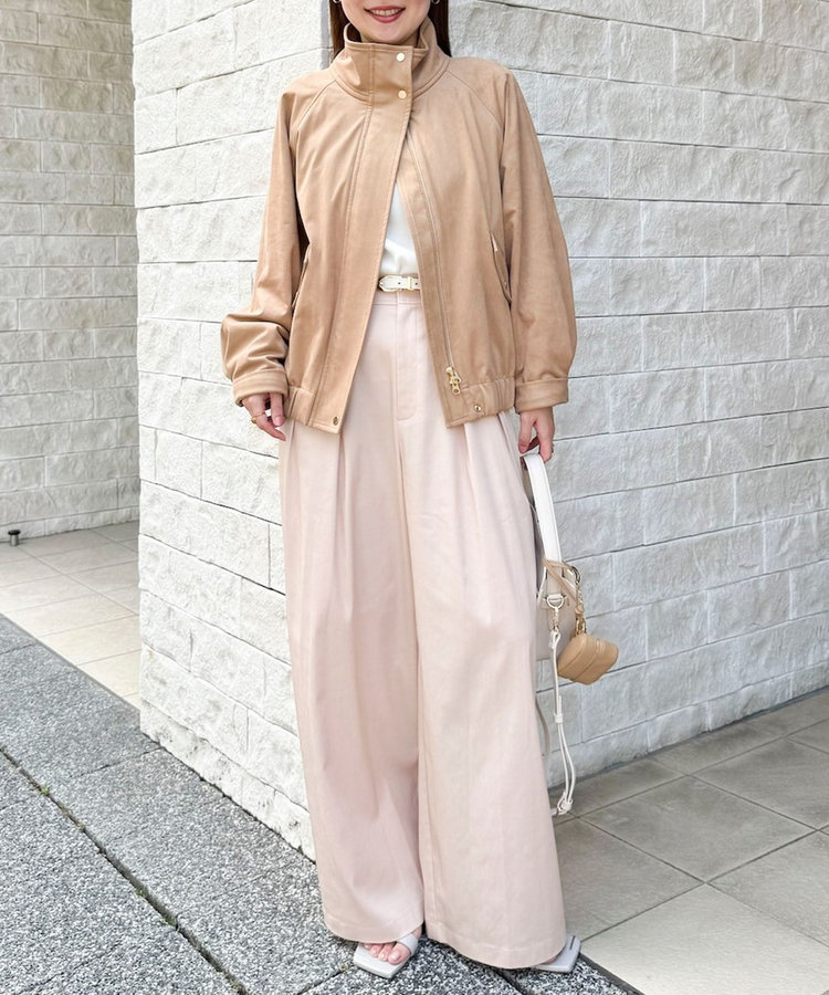 《セットアップ対応》ウォッシャブルバイオツイルタックワイドパンツ