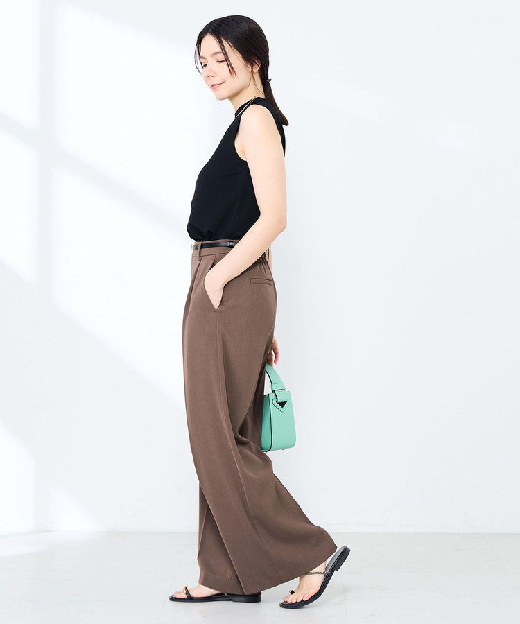 ウォッシャブル強撚ツイルワイドパンツ