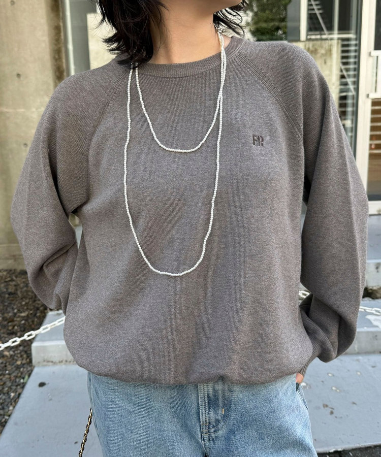 FR刺しゅうドロストスウェットニット