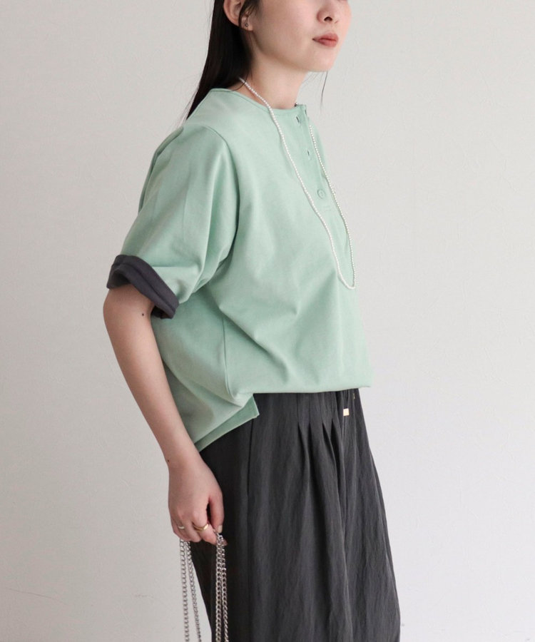 【GEVACO/ゲバコ】別注レディースヘンリーネックTシャツ