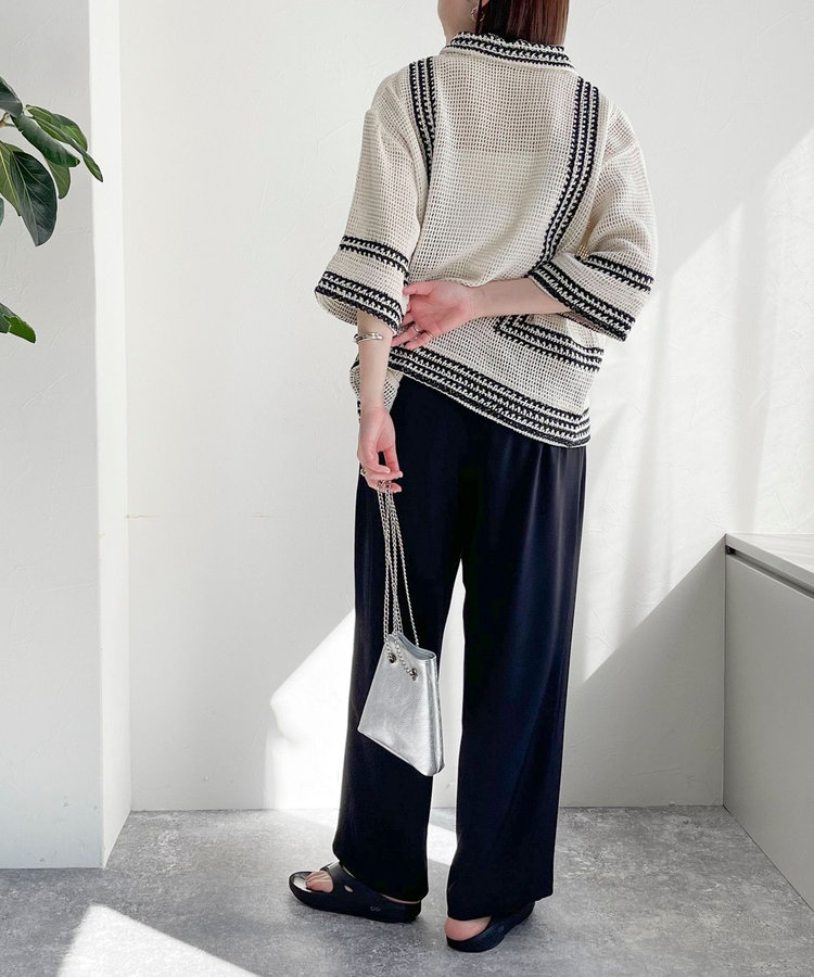 コットンレース刺繍シャツ