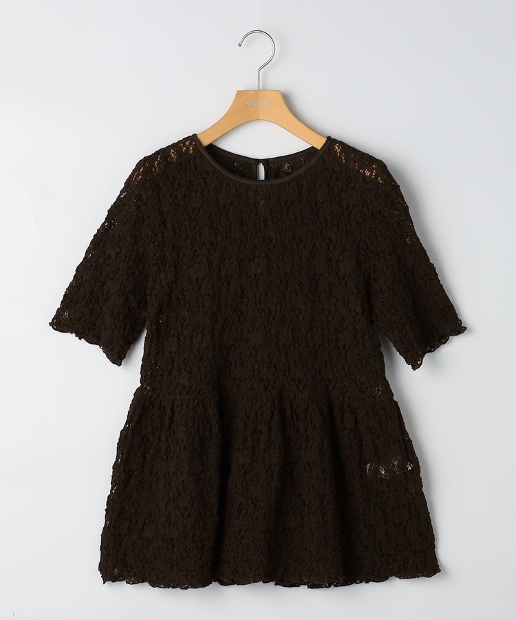 ［WEB限定 SPECIAL SALE！］ウォッシャブルストレッチレースペプラム半袖プルオーバー