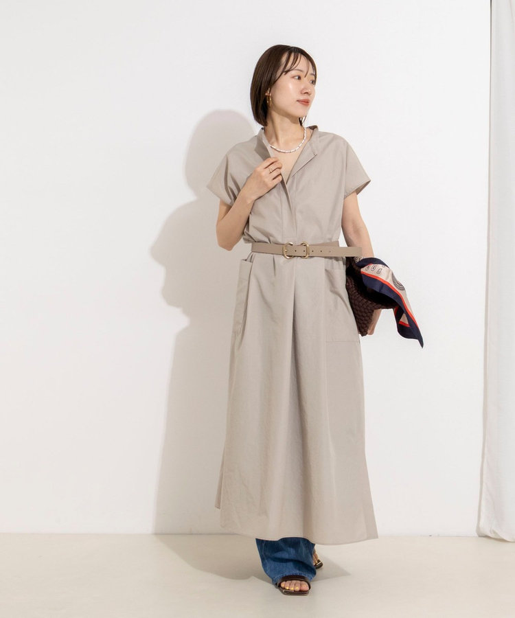 【WEB＆一部店舗限定カラー】ウォッシャブルエクセルテックタンブラースタンドカラースキッパーワンピース
