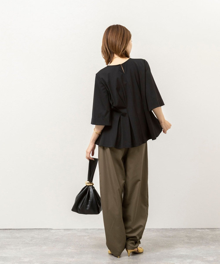 《接触冷感/UVカット》ウォッシャブルハイスペックジャージペプラムプルオーバー