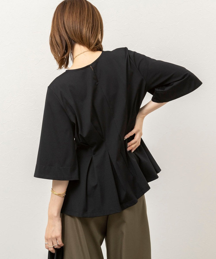 《接触冷感/UVカット》ウォッシャブルハイスペックジャージペプラムプルオーバー