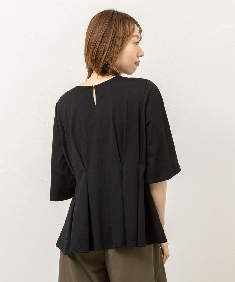 《接触冷感/UVカット》ウォッシャブルハイスペックジャージペプラムプルオーバー