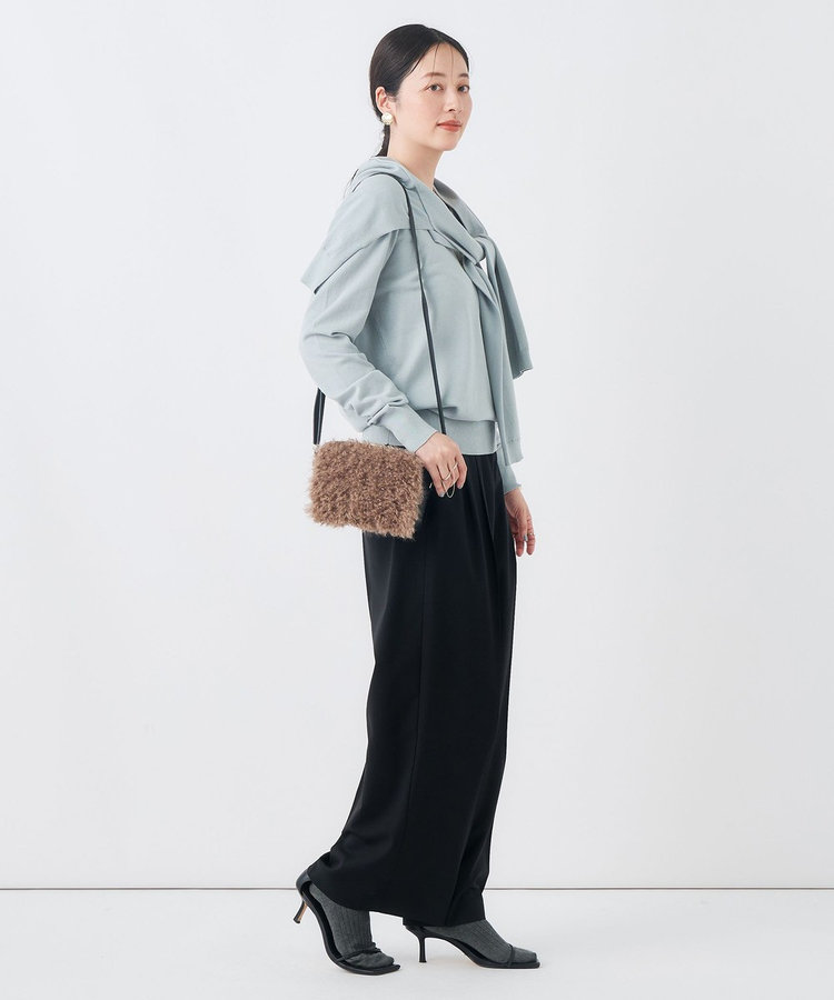 【一部WEB限定サイズ】《抗ピル/防シワ》ウォッシャブルポリウール梳毛タックワイドパンツ