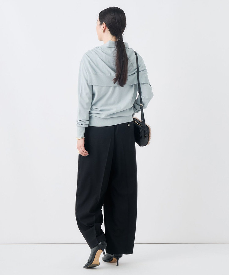 【一部WEB限定サイズ】《抗ピル/防シワ》ウォッシャブルポリウール梳毛タックワイドパンツ