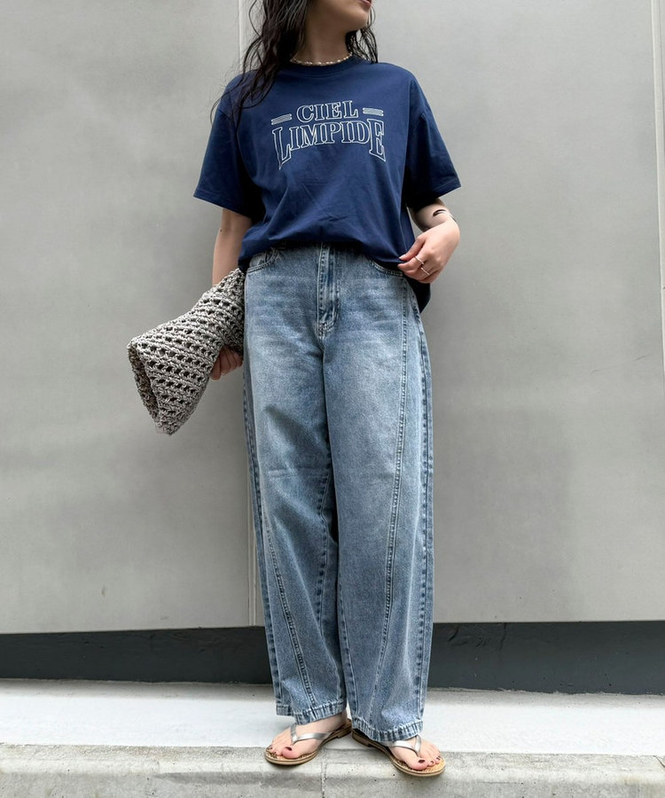 ライトオンス切替ワイドデニムパンツ