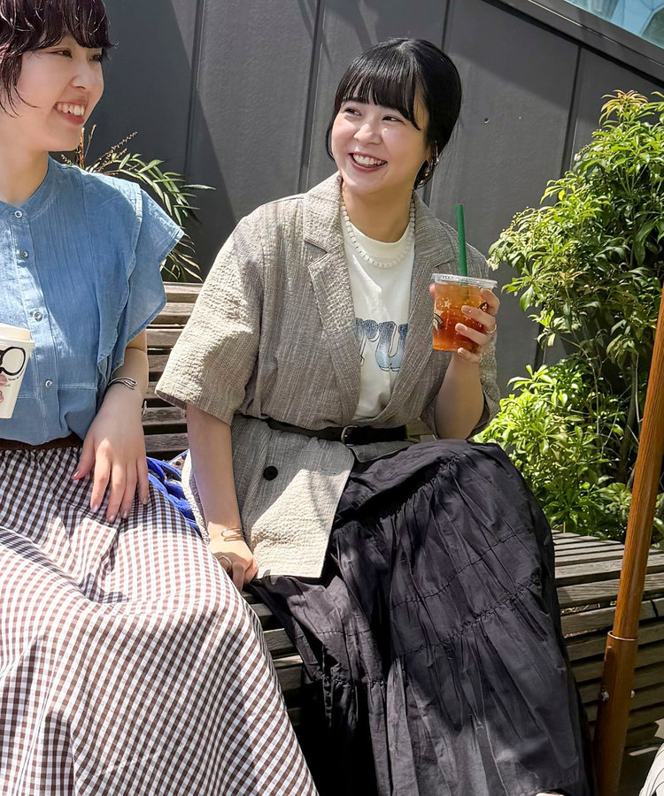 グレンチェック半袖ダブルジャケット