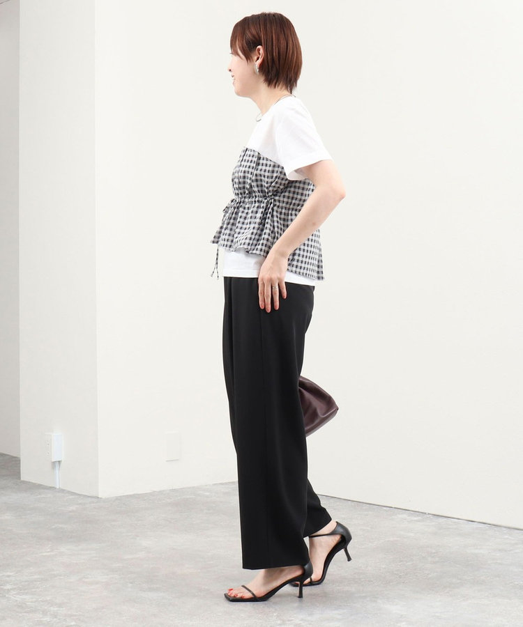 シアーチェックビスチェ付きTシャツ