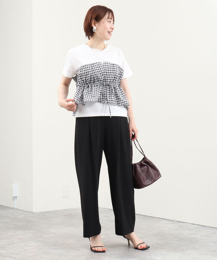 シアーチェックビスチェ付きTシャツ