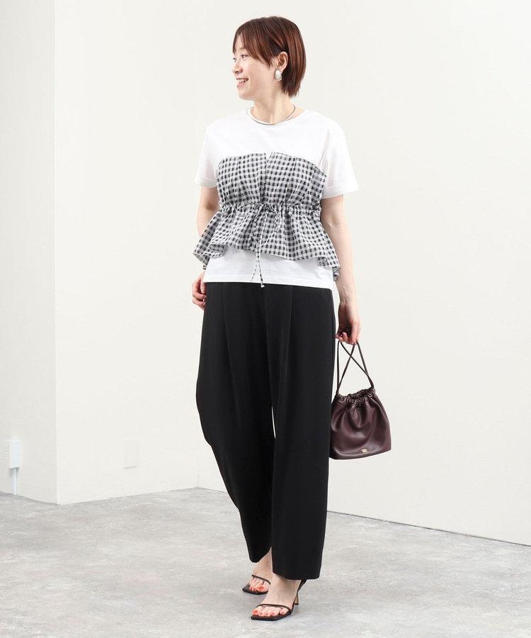 シアーチェックビスチェ付きTシャツ