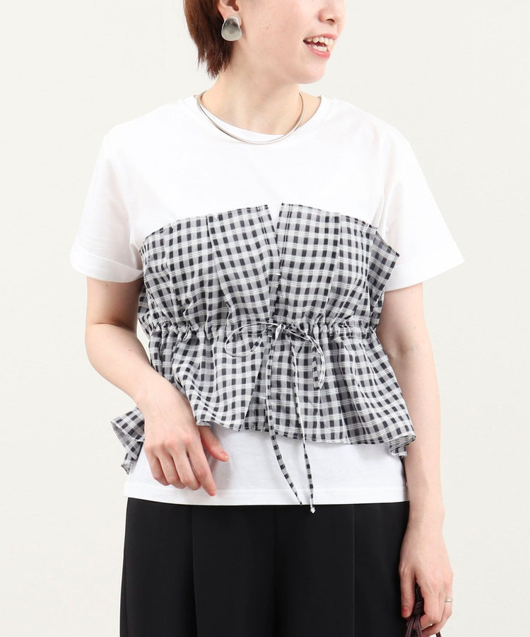 シアーチェックビスチェ付きTシャツ