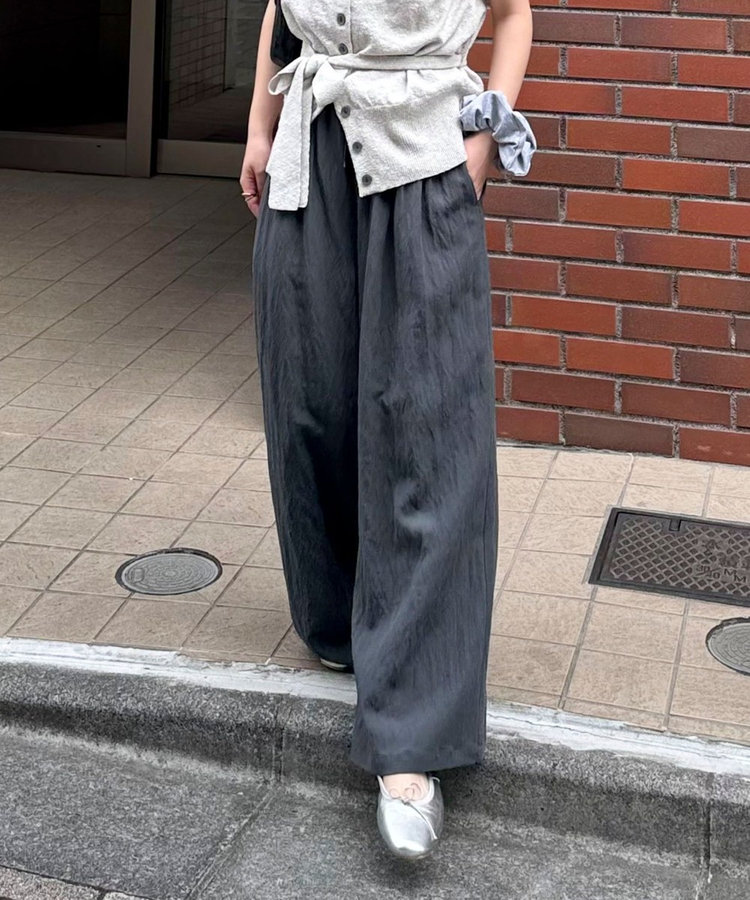 【低身長サイズ34有り】こなれワッシャータックイージーパンツ