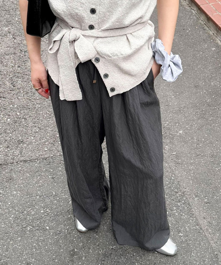 【低身長サイズ34有り】こなれワッシャータックイージーパンツ