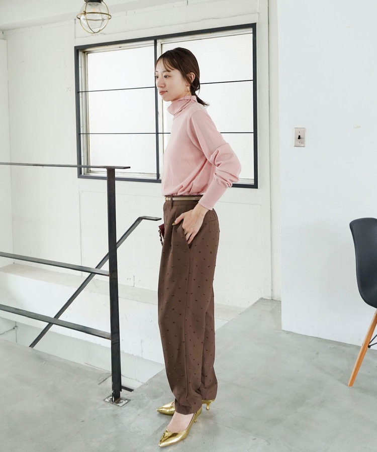 【CLASSY.お仕事名品大賞 『美脚パンツ賞』受賞！】ウォッシャブルドットツッキリテーパードパンツ