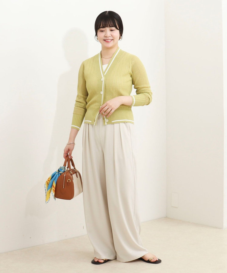 松葉柄ライン入りカーディガン
