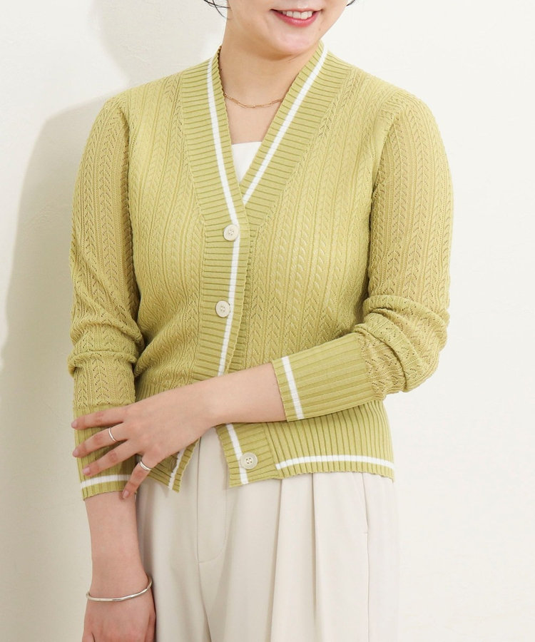 松葉柄ライン入りカーディガン