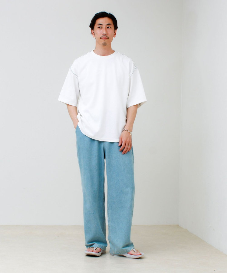 【セットアップ対応】カルゼラダーステッチ クルーネックTシャツ