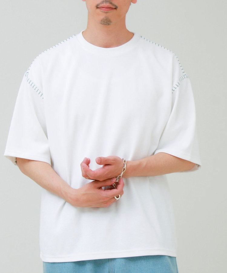 【セットアップ対応】カルゼラダーステッチ クルーネックTシャツ