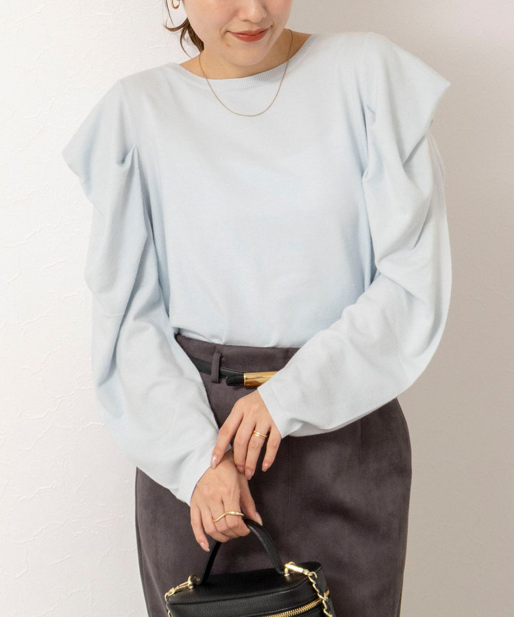 【WEB限定】《手洗い可能》タックドレープスリーブニット