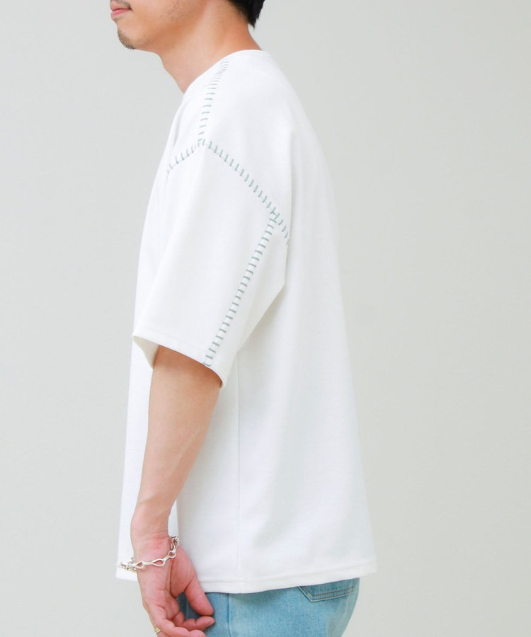 【セットアップ対応】カルゼラダーステッチ クルーネックTシャツ