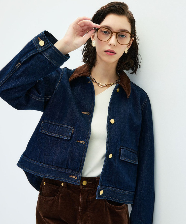 【RM denim】コーデュロイ襟2WAYフレアショート丈Gジャン