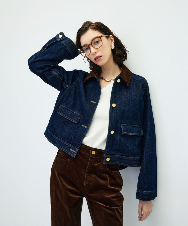 【RM denim】コーデュロイ襟2WAYフレアショート丈Gジャン