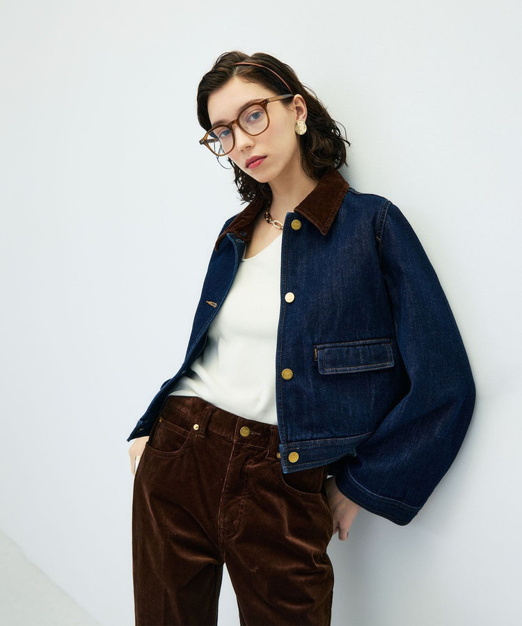 【RM denim】コーデュロイ襟2WAYフレアショート丈Gジャン