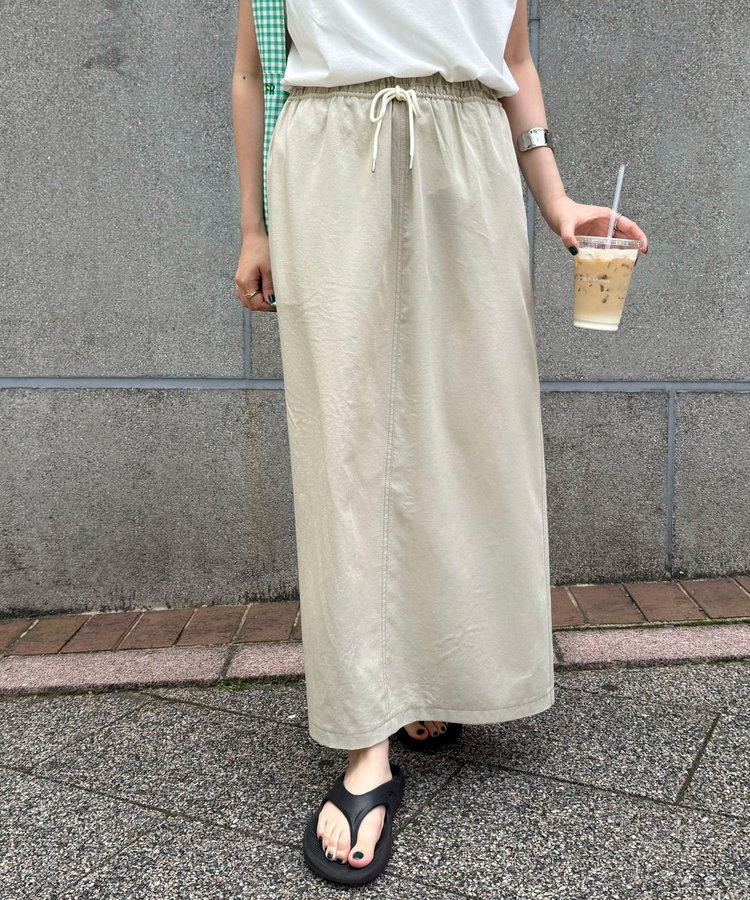 リネン混ウエストレイヤードスカート