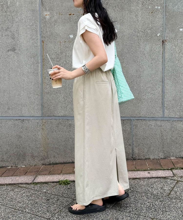 リネン混ウエストレイヤードスカート