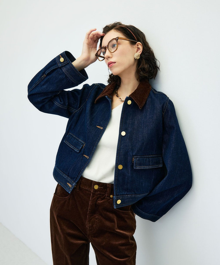【RM denim】コーデュロイ襟2WAYフレアショート丈Gジャン