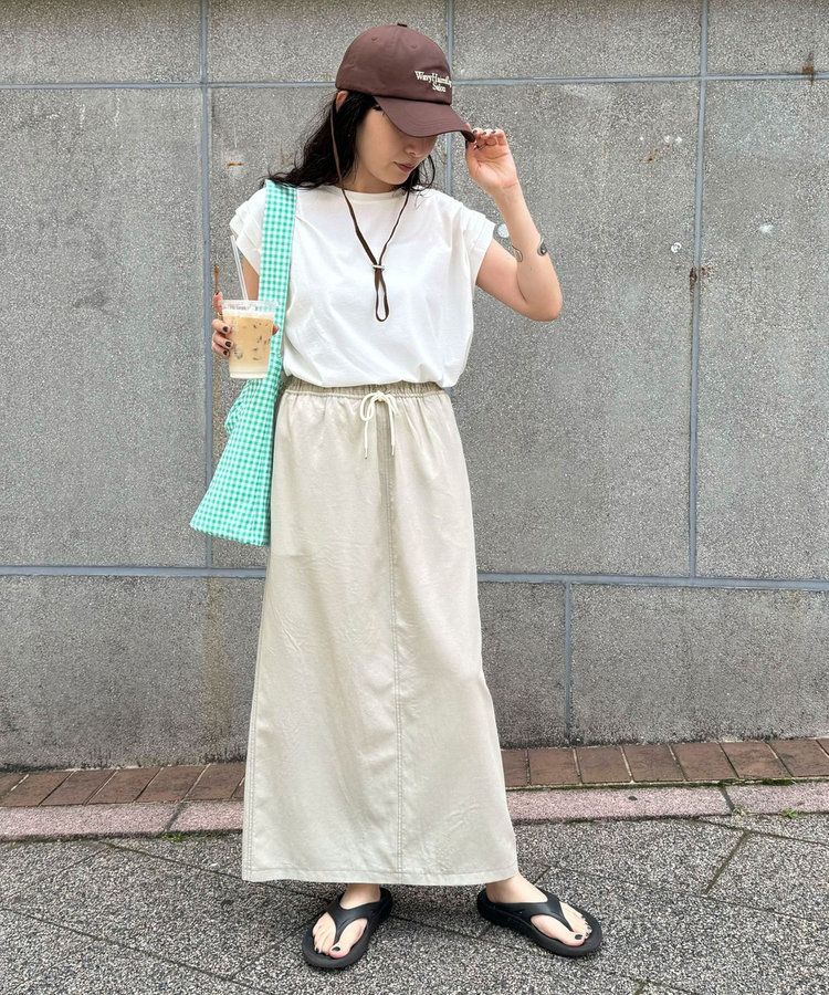 リネン混ウエストレイヤードスカート