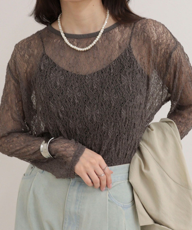 シアーレースロンTシャツ