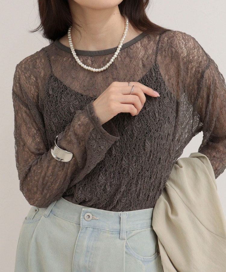 シアーレースロンTシャツ