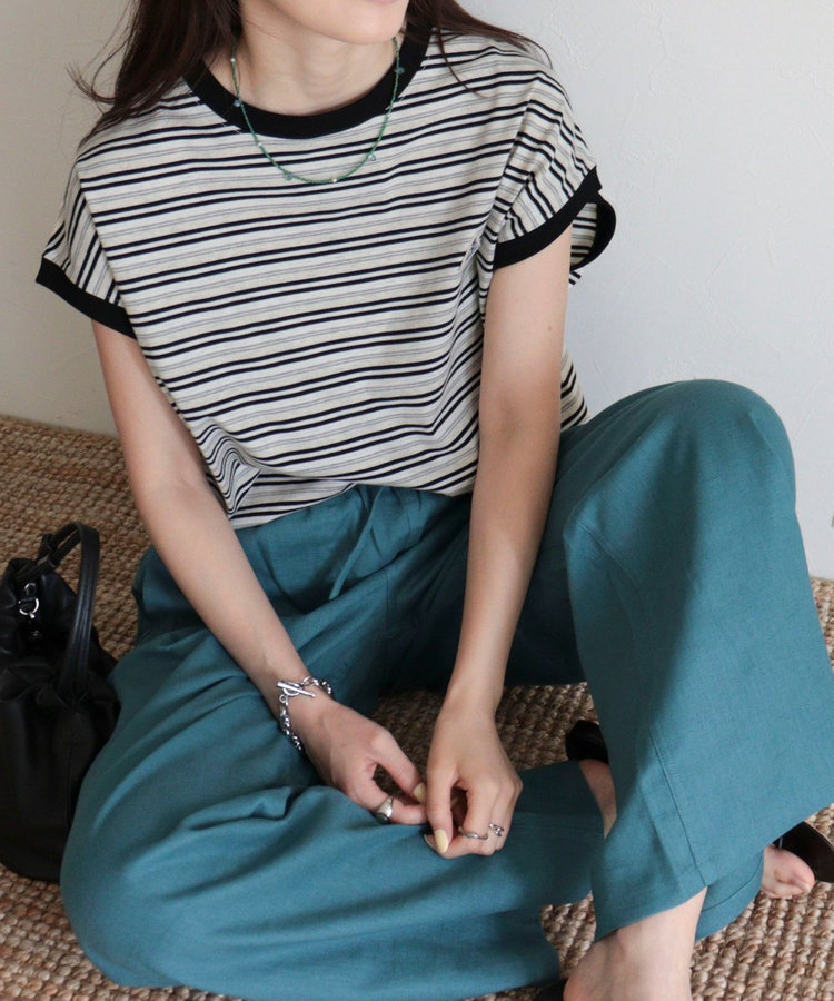 【GEVACO/ゲバコ】クルーネックフレンチスリーブTシャツ