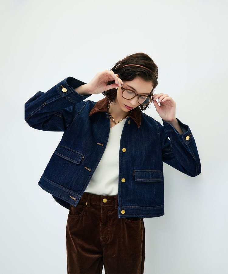 【RM denim】コーデュロイ襟2WAYフレアショート丈Gジャン