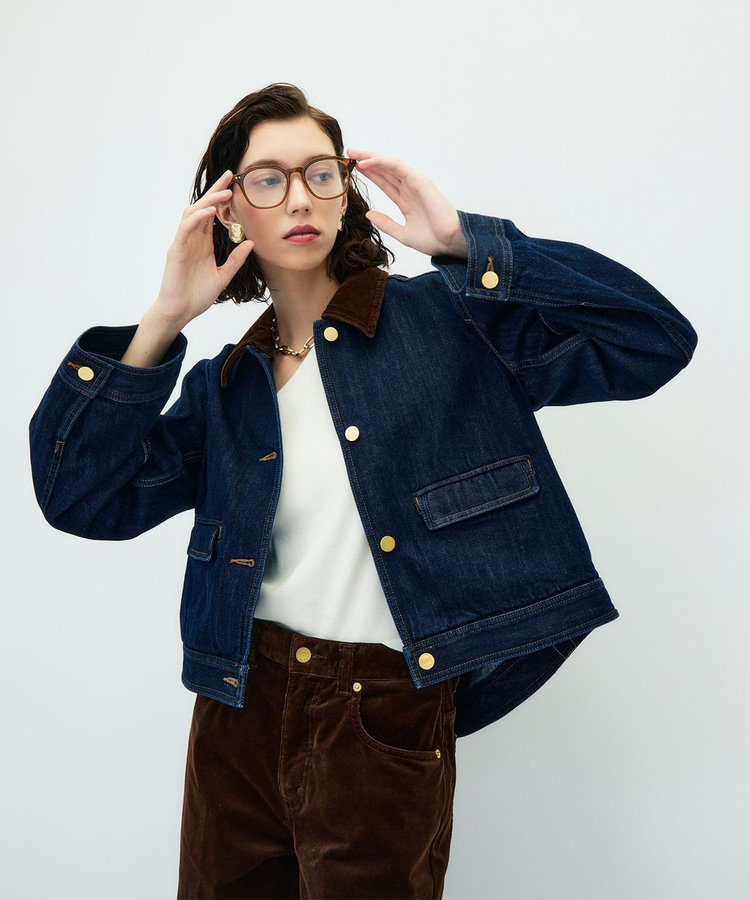 【RM denim】コーデュロイ襟2WAYフレアショート丈Gジャン
