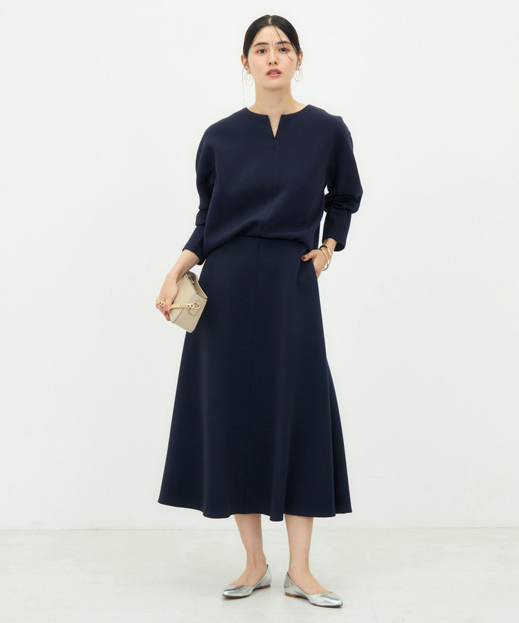 《UVカット/接触冷感/セットアップ対応》ウォッシャブルダンボールキーネックプルオーバー