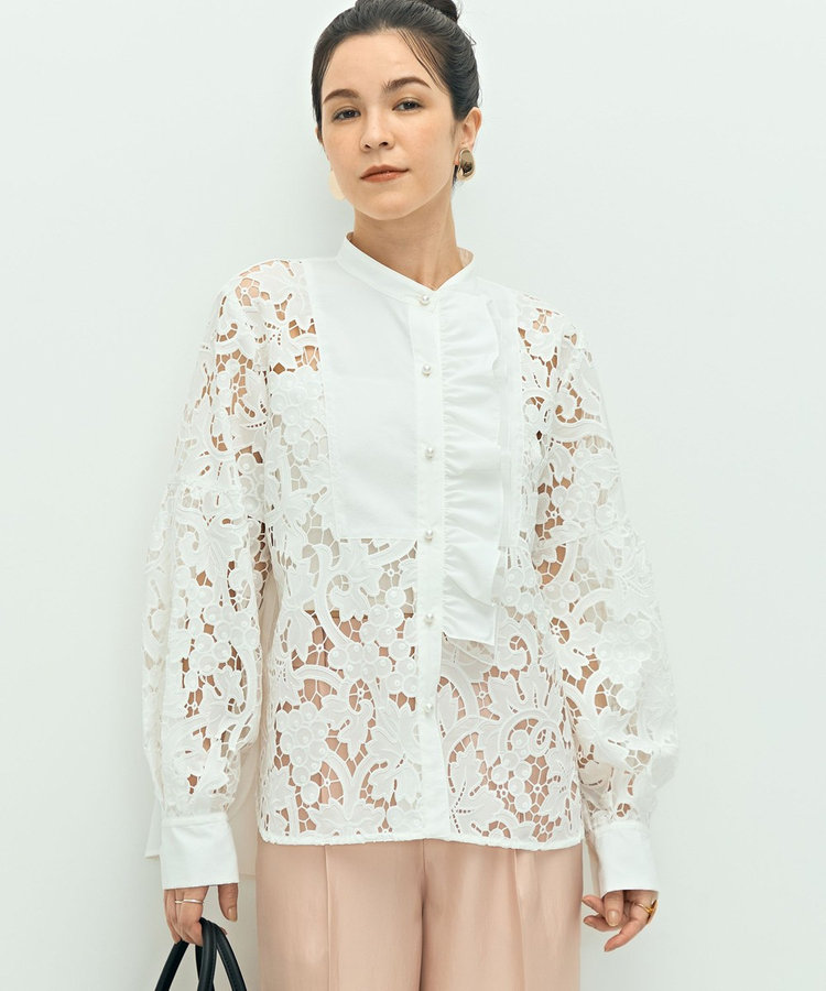 会員限定 BLACK FRIDAY対象］刺繍ビブヨーク4WAYフリルブラウス（5