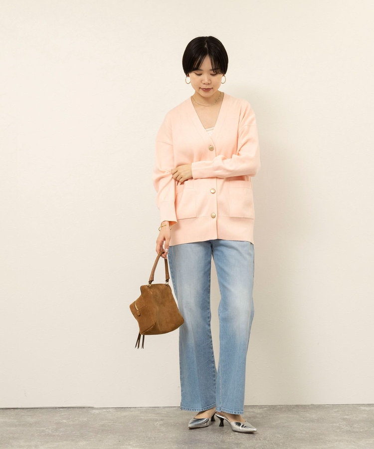 【WEB限定】《手洗い可能》総針ビックVネックカーディガン