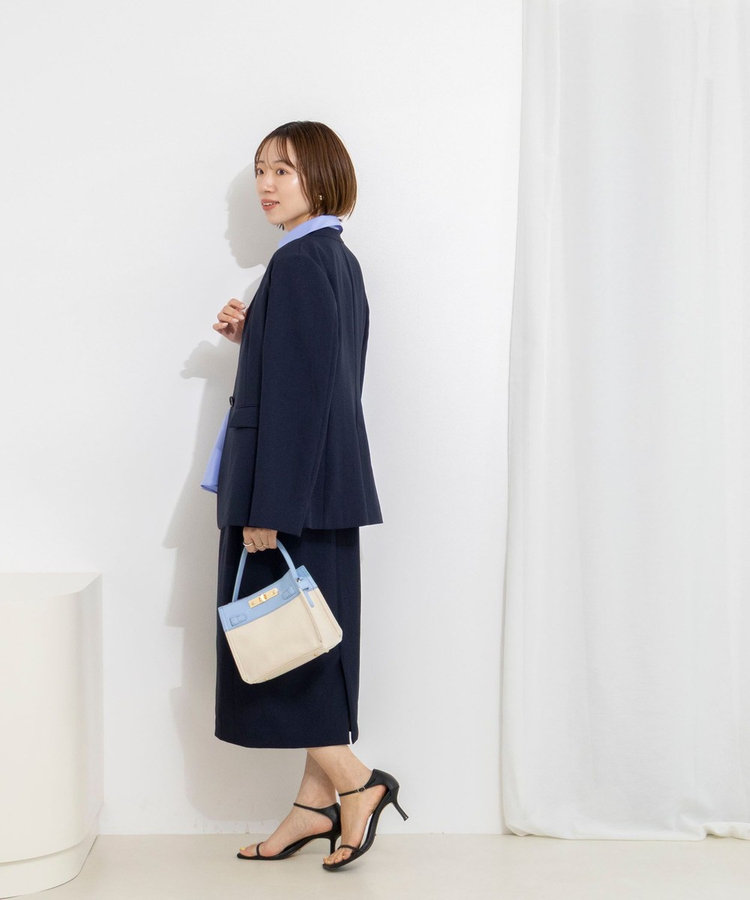《セットアップ対応》ウォッシャブルストレッチツイルタイトスカート