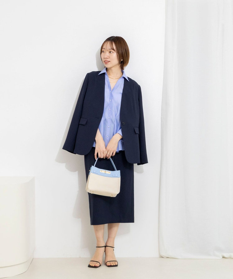《セットアップ対応》ウォッシャブルストレッチツイルタイトスカート