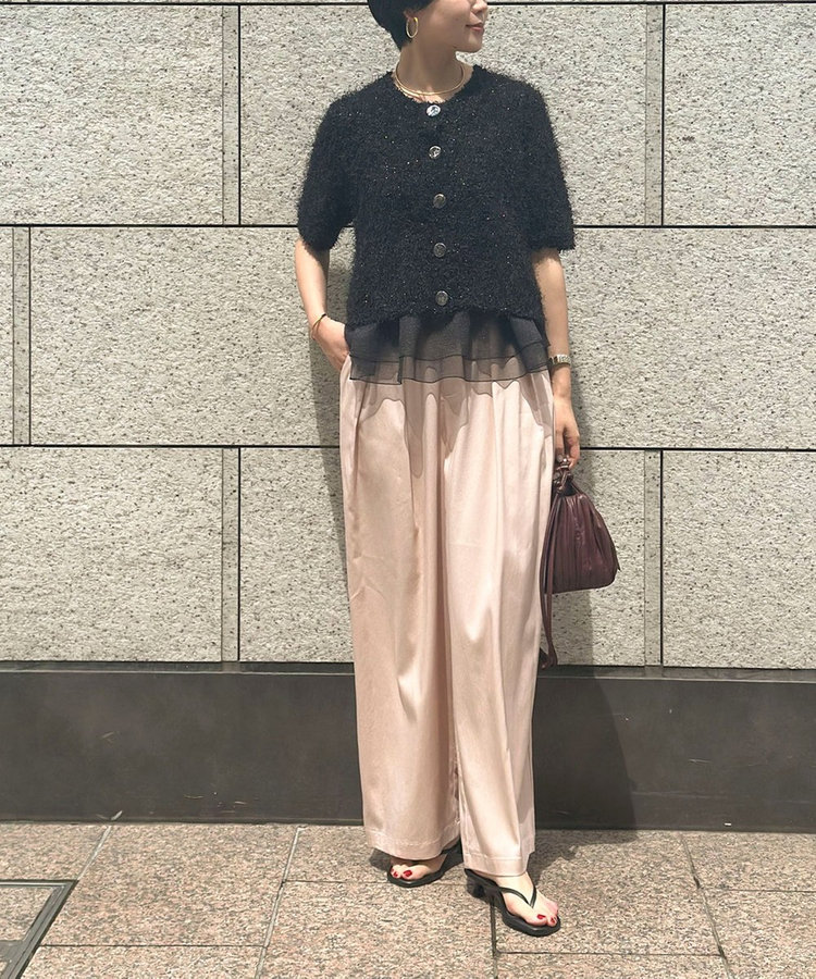 《セットアップ対応》ウォッシャブルバイオツイルタックワイドパンツ