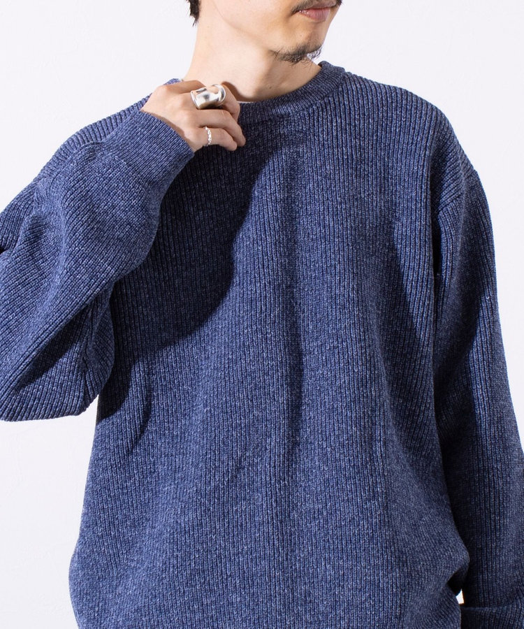 GLOSTER/グロスター】片畦編み ミックス クルーネック プル